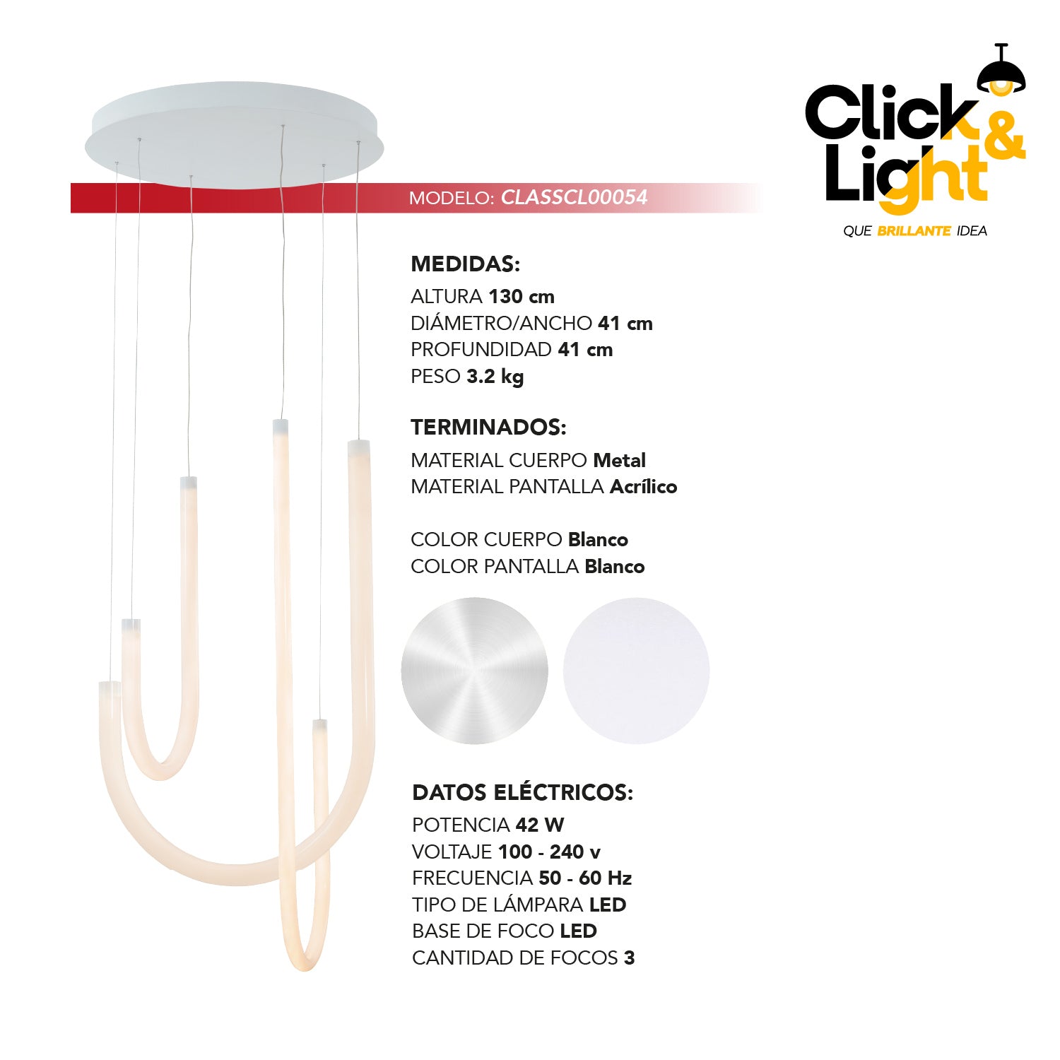 Colgante Whinney Moderno Color Blanco