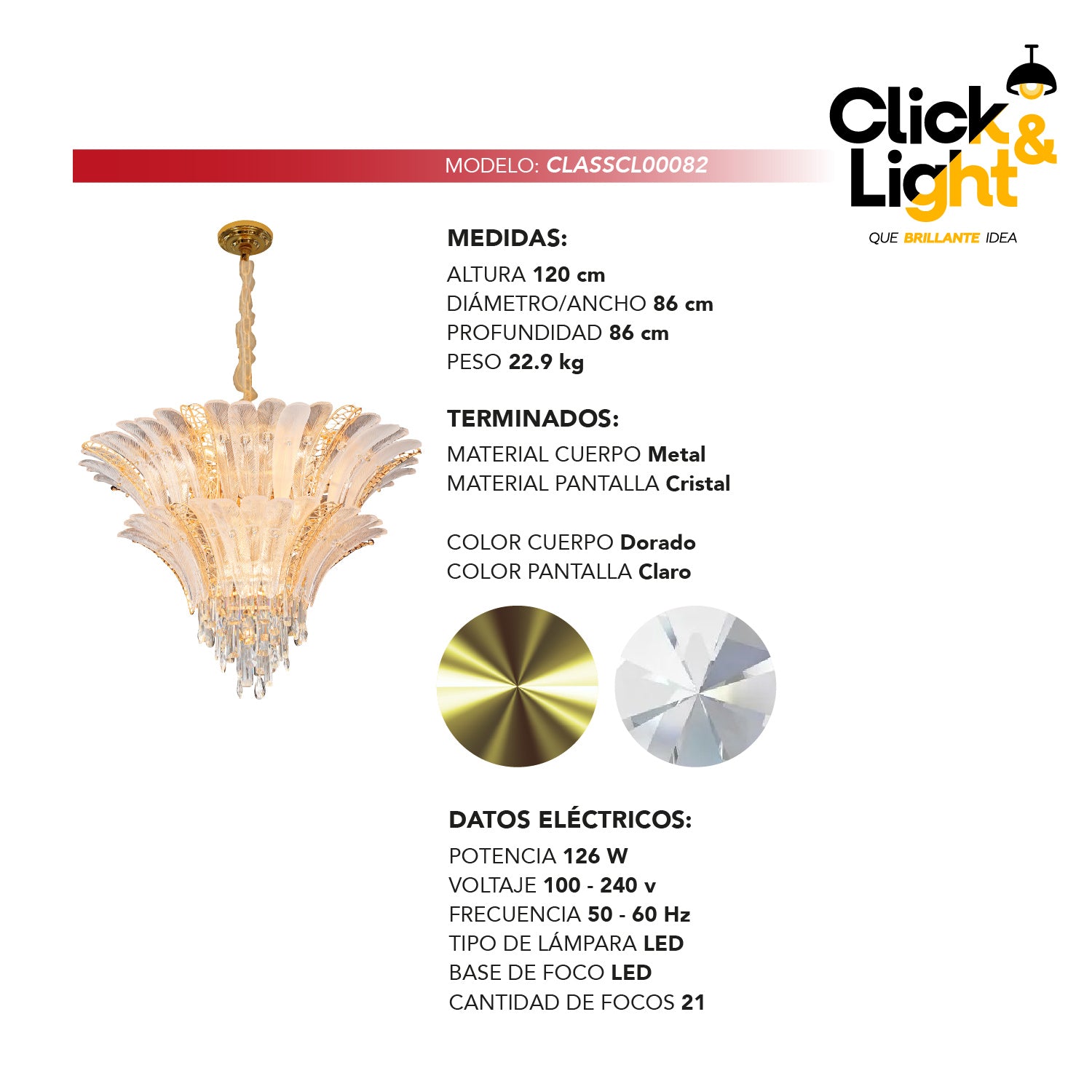 COLGANTE SOFIA CLÁSICO DORADO CLARO