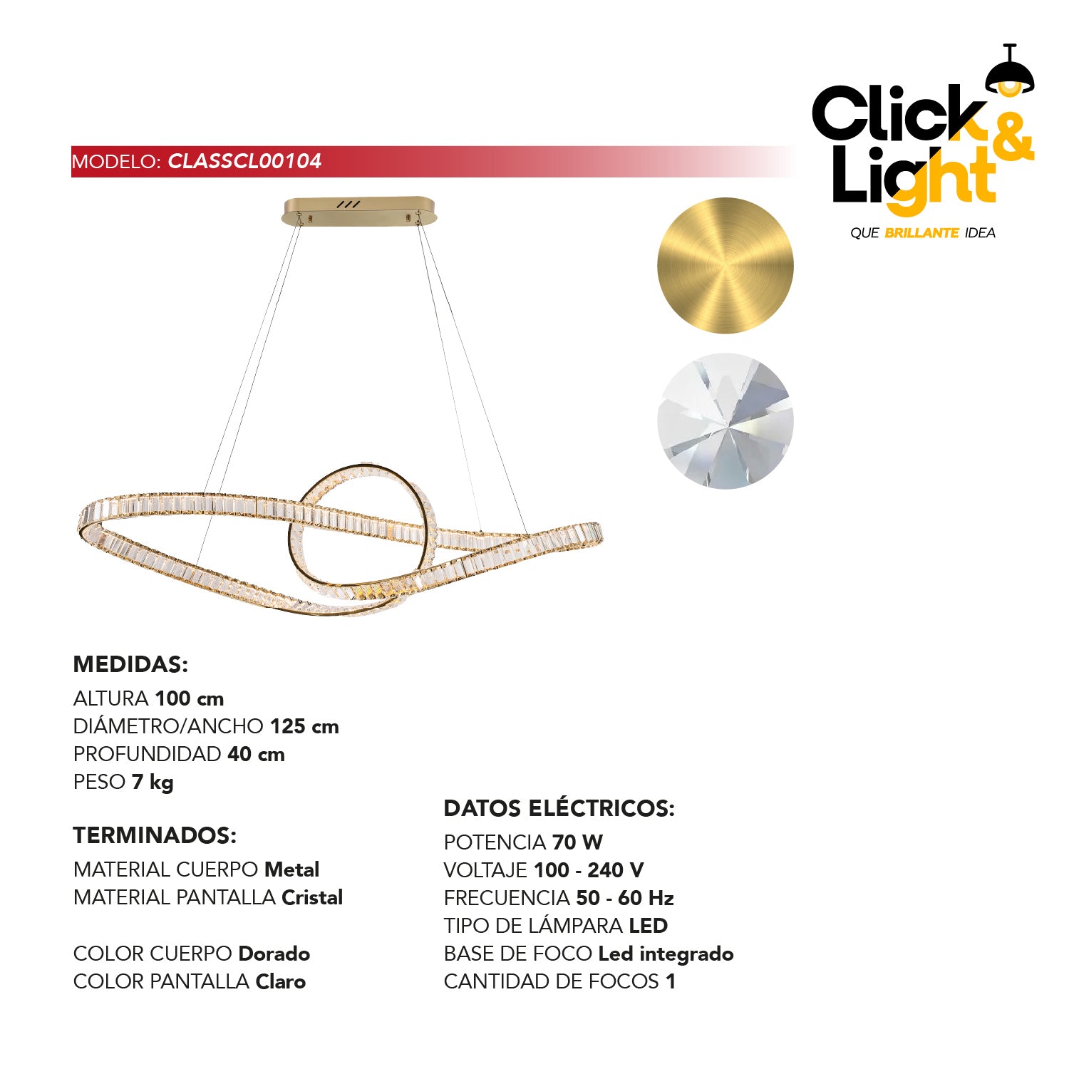 COLGANTE MODERNO TIFFANY DORADO CLARO