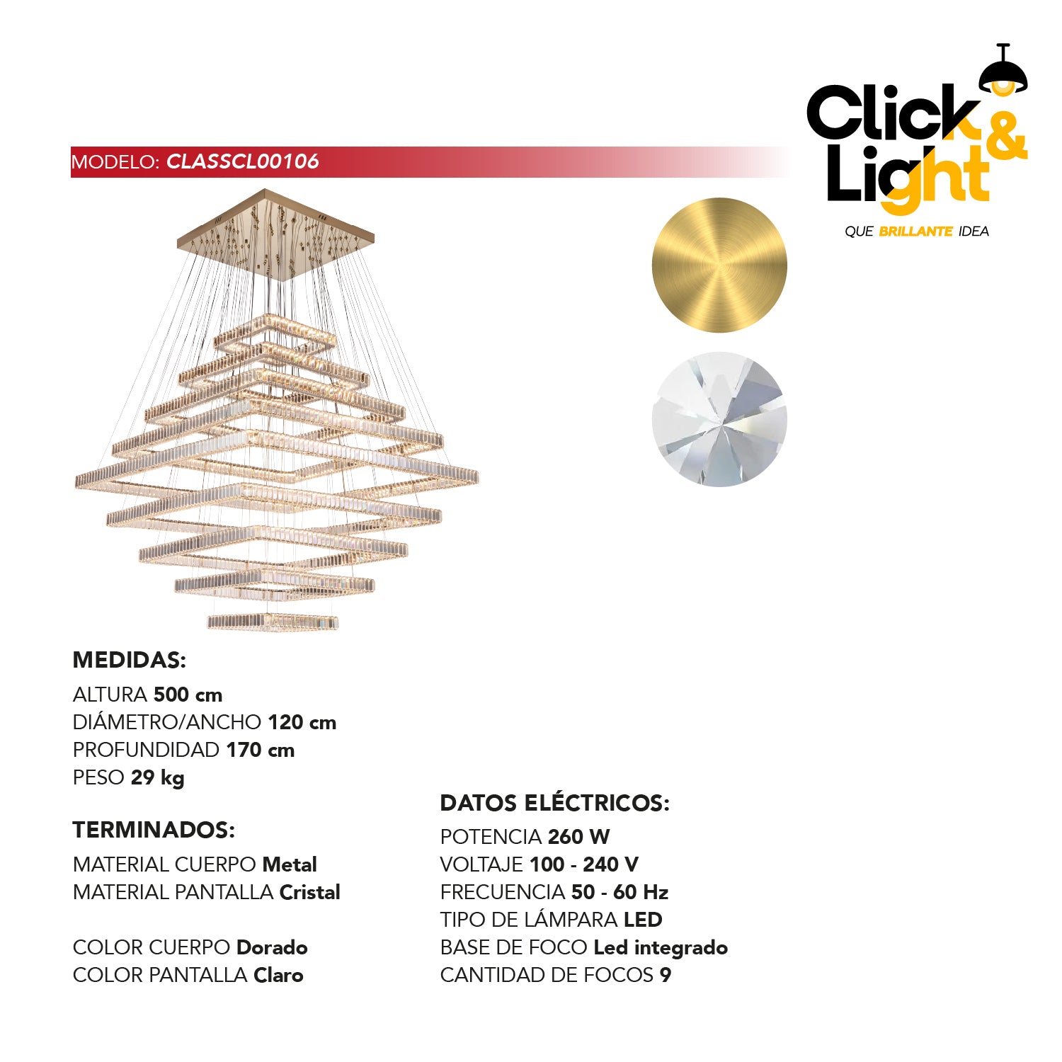 COLGANTE MODERNO LUCIANA DORADO CLARO