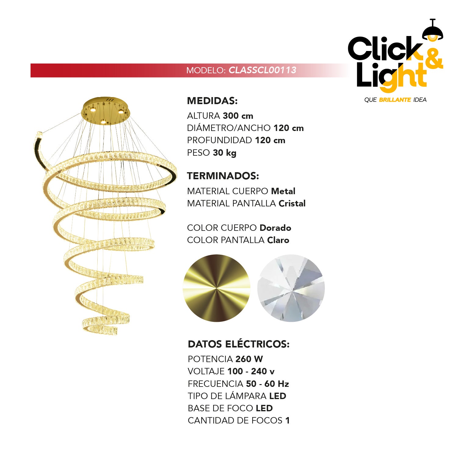 COLGANTE MODERNO MELISSA DORADO CLARO