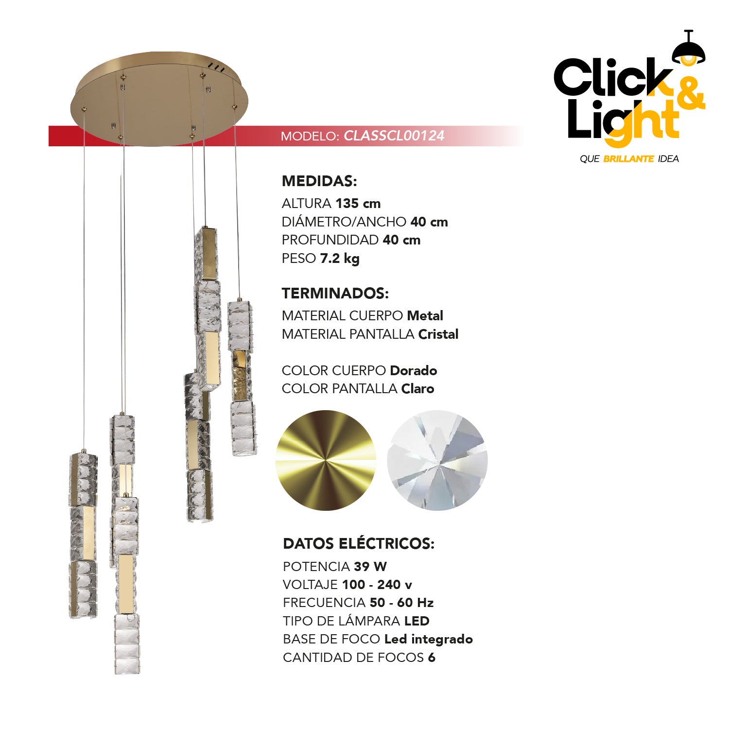 COLGANTE ISABELLA MODERNO DORADO CLARO