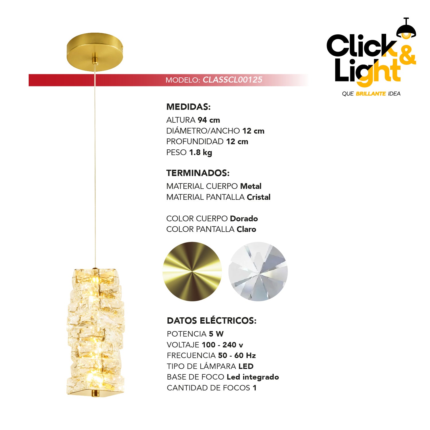 COLGANTE MODERNO KATIA DORADO CLARO