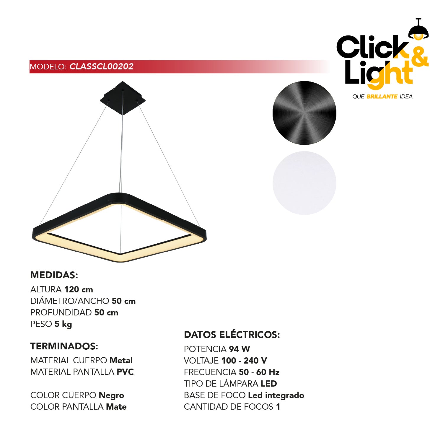 Colgante Minimalista Kubo Color Negro Mate