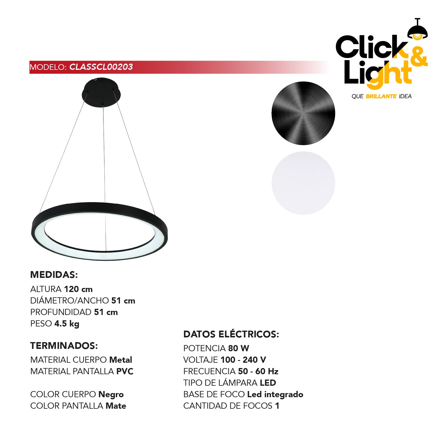 Colgante Minimalista Orbit Color Negro Mate
