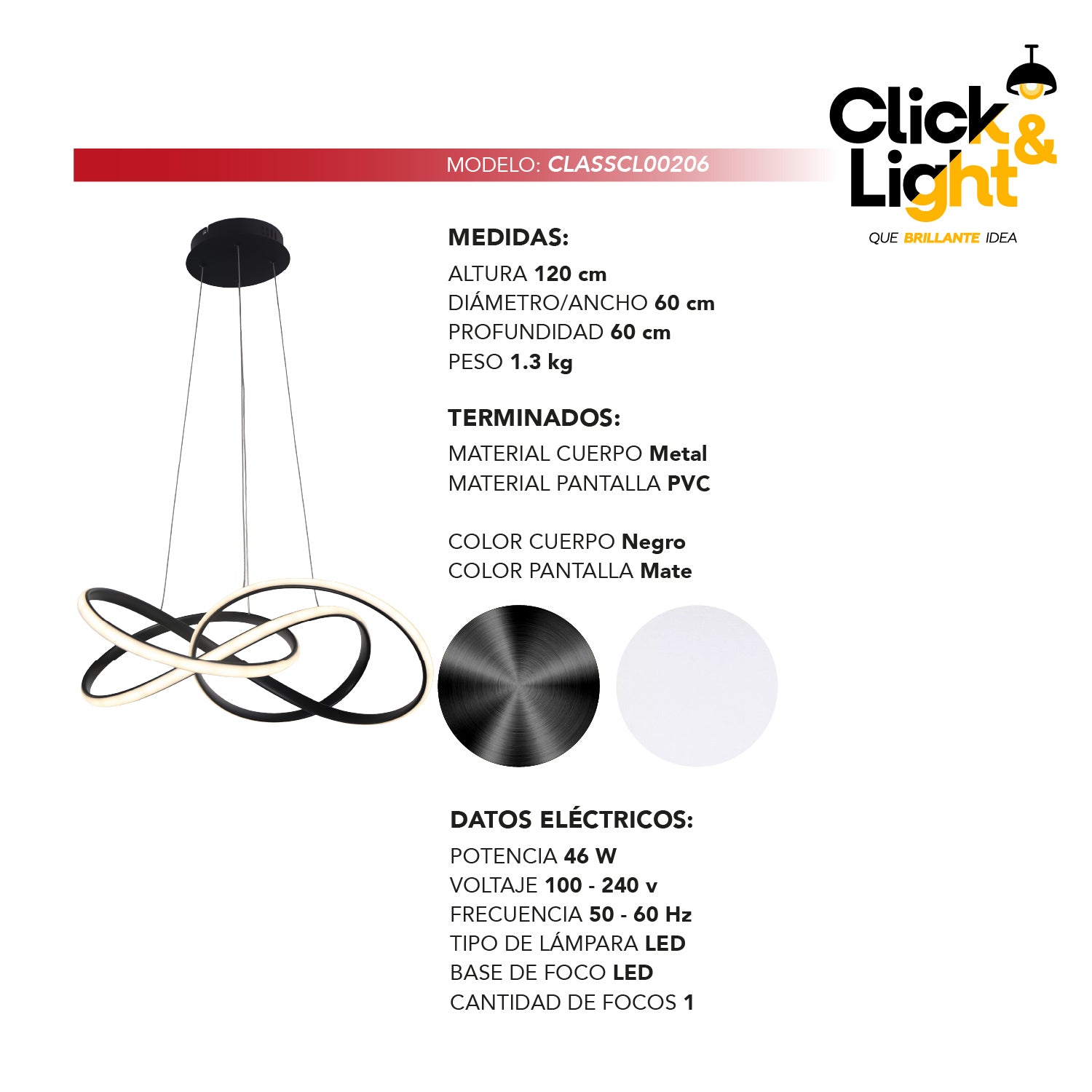 Colgante Minimalista Nodo Color Negro Mate