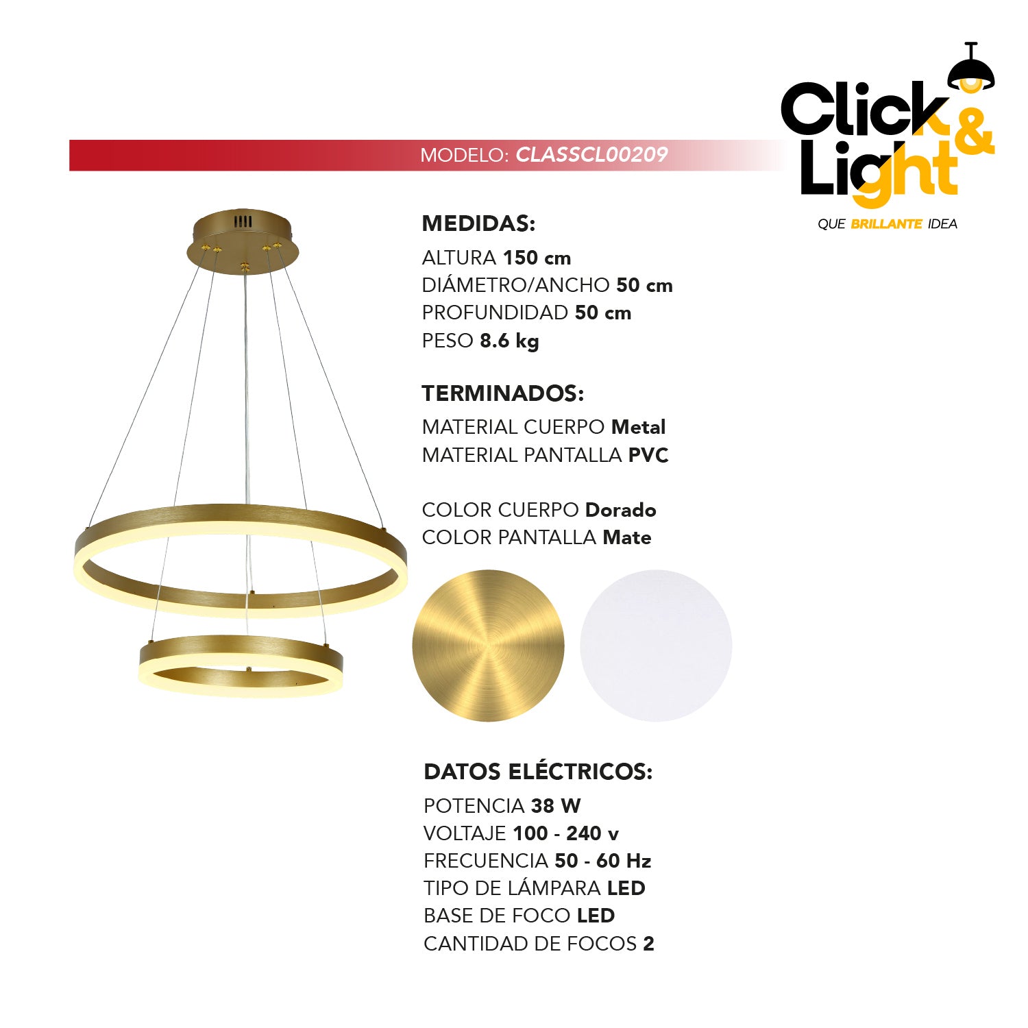 Colgante Minimalista Duo Color Dorado Mate