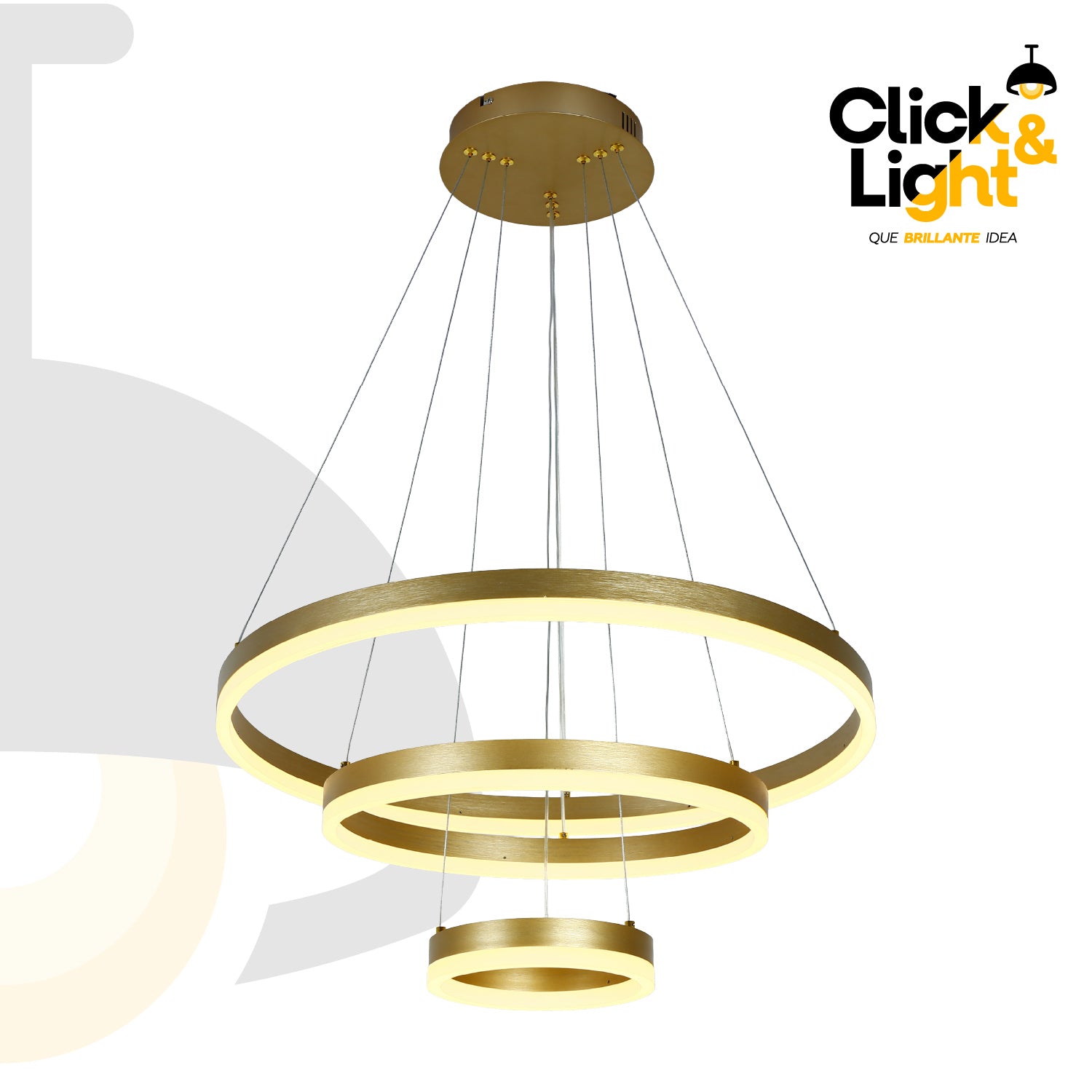 Colgante Index LED 3 Aros Dorado