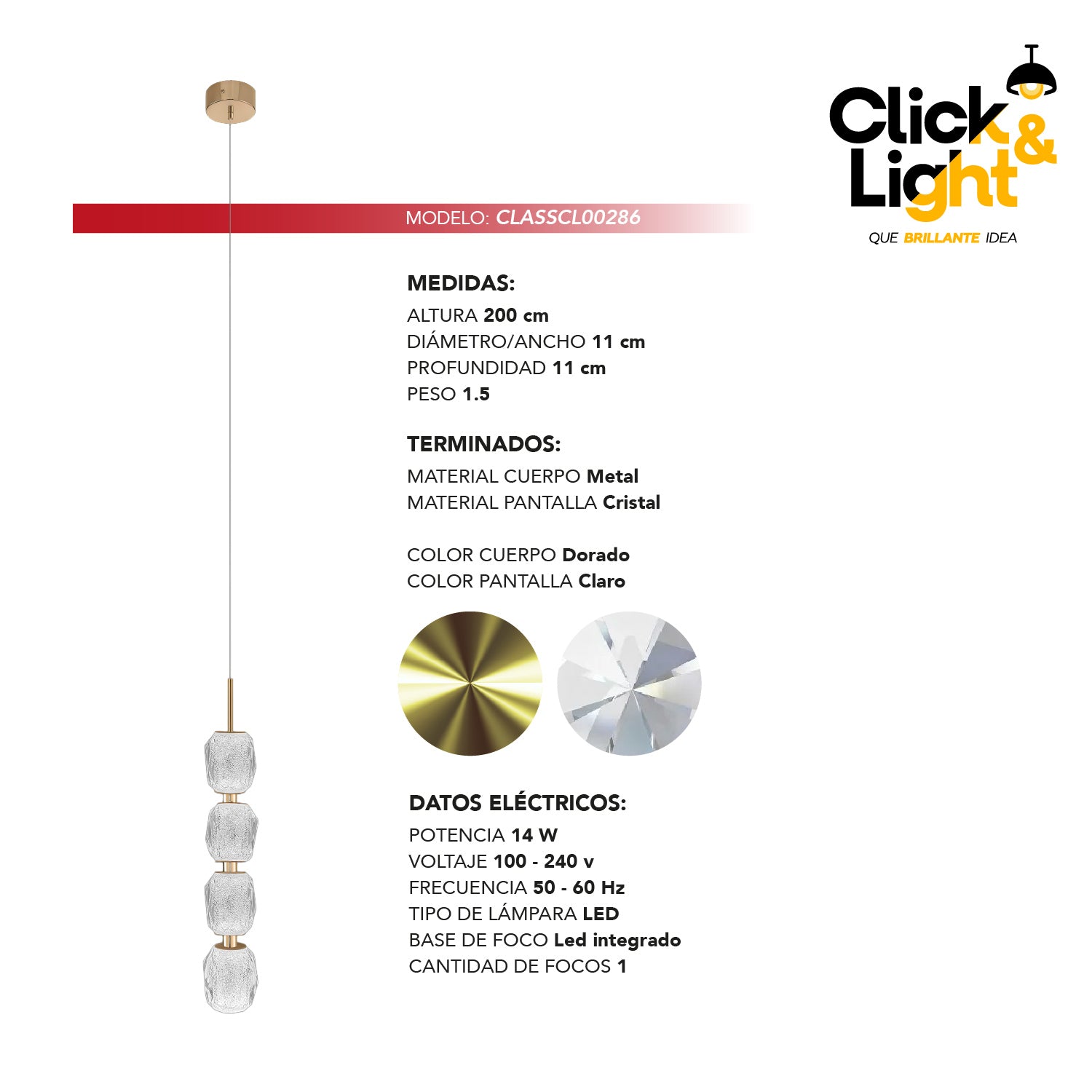 Colgante Elara Estilo Contemporáneo