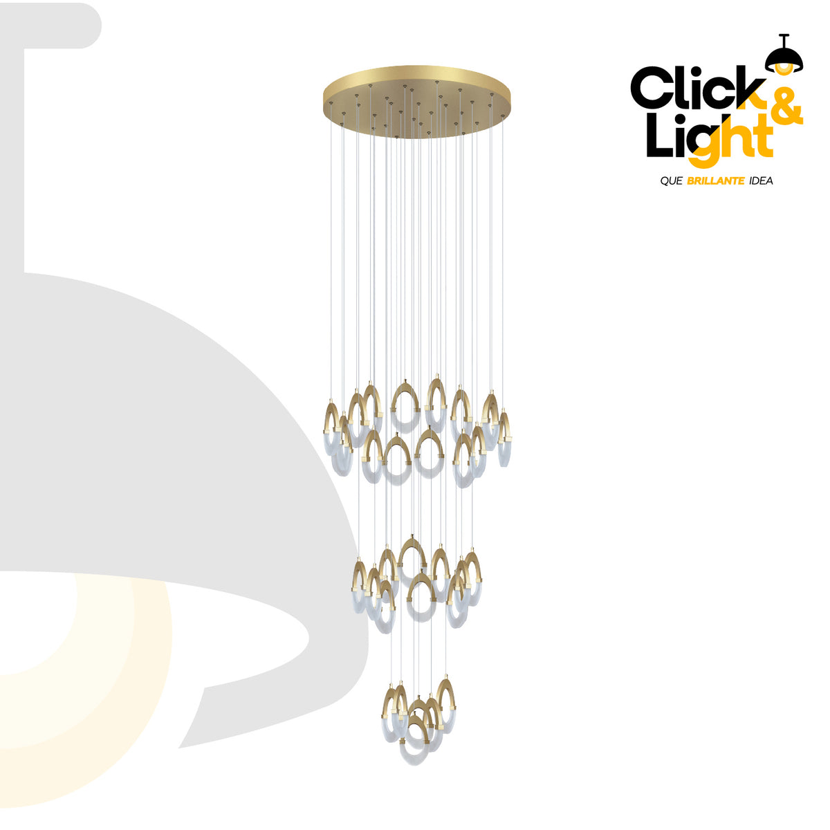 Colgante LED Nami · 32 aros, dorado