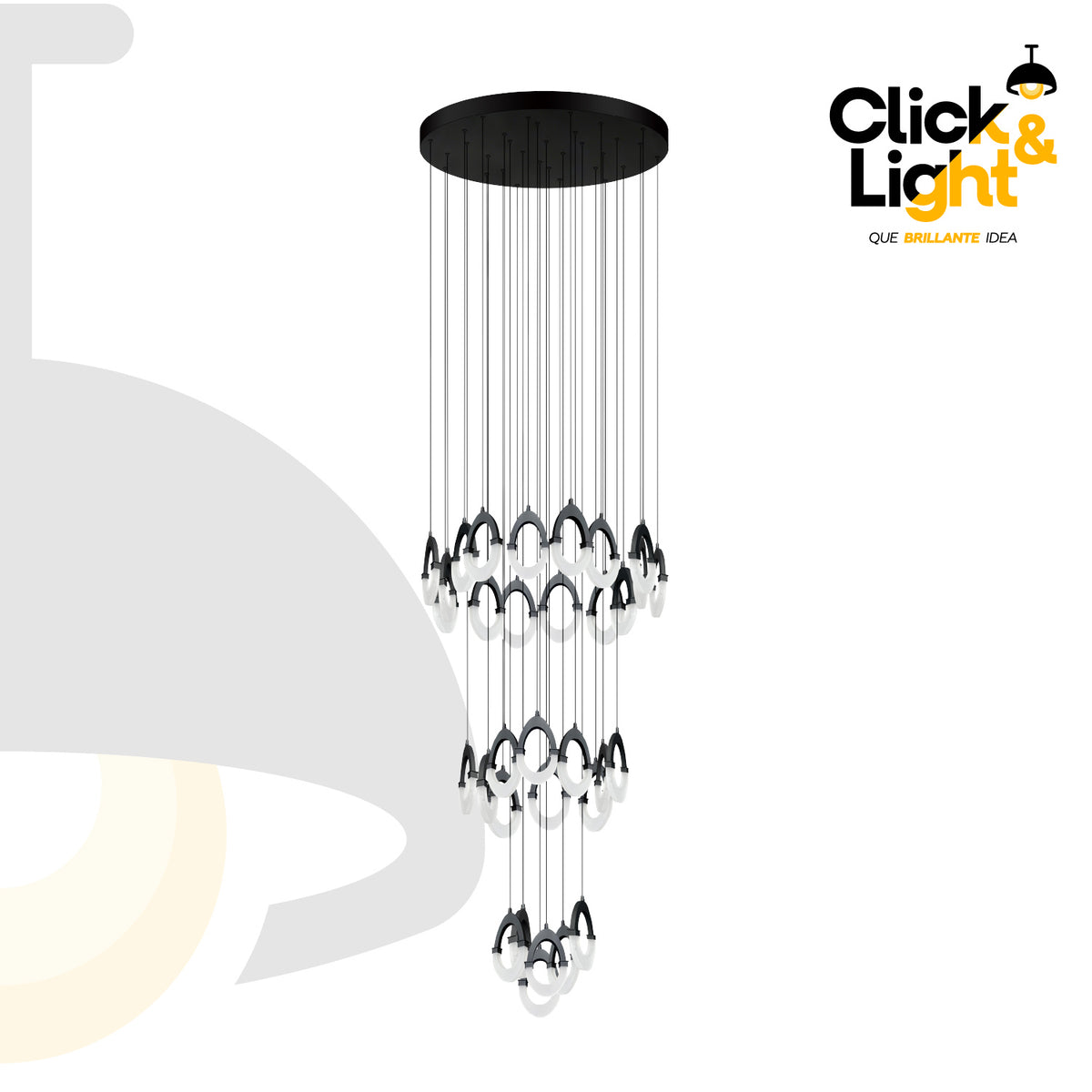 Colgante LED Nemo · 32 aros, negro