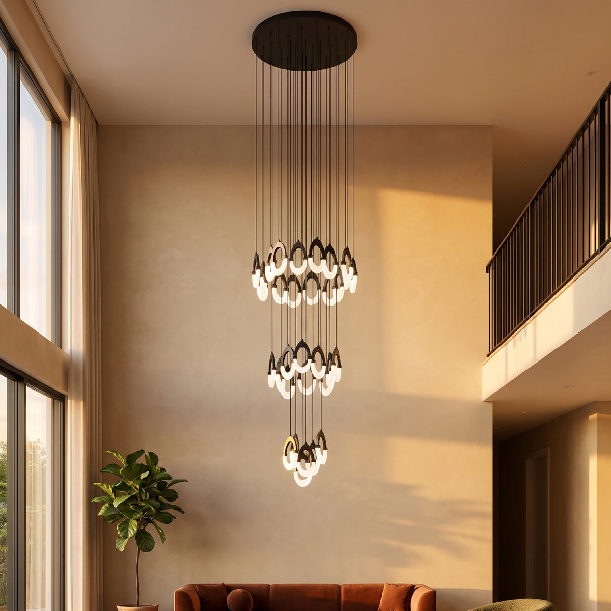 Colgante LED Nemo · 32 aros, negro
