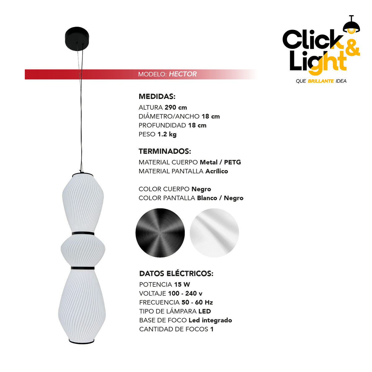 Colgante LED Hector · pantalla espiral, blanco