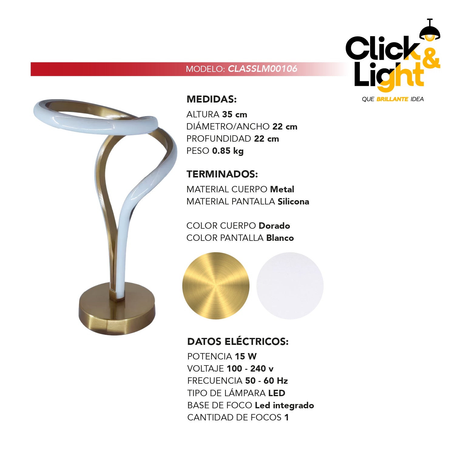 Lampara de Mesa Led Monet Moderna