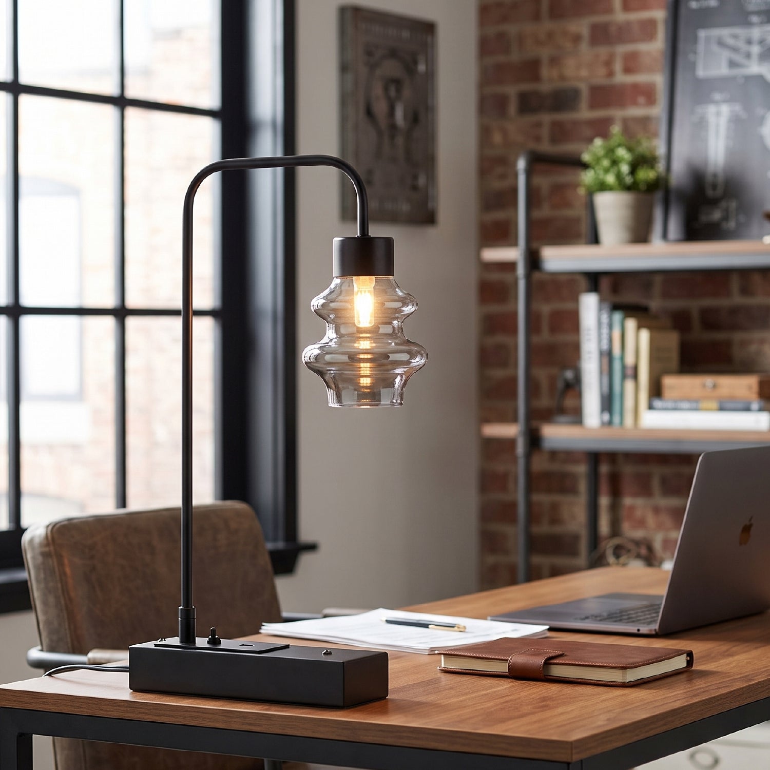 LAMPARA DE MESA CRONOLIX NEGRA ESTILO MODERNO