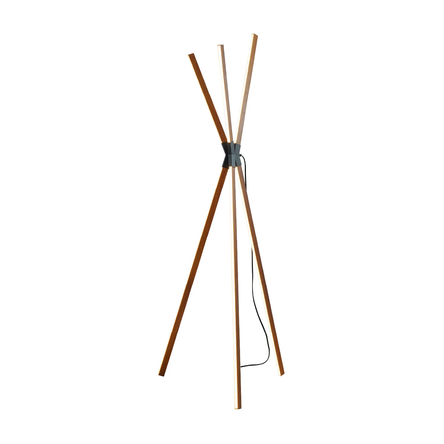 Lámpara de Pie Minimalista LED de Madera Color Nogal - Marca Class