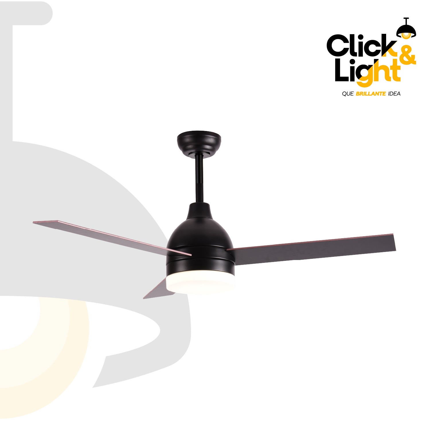 Ventilador de Techo LED Contemporáneo Color Negro con Aspas de Madera - Marca Class