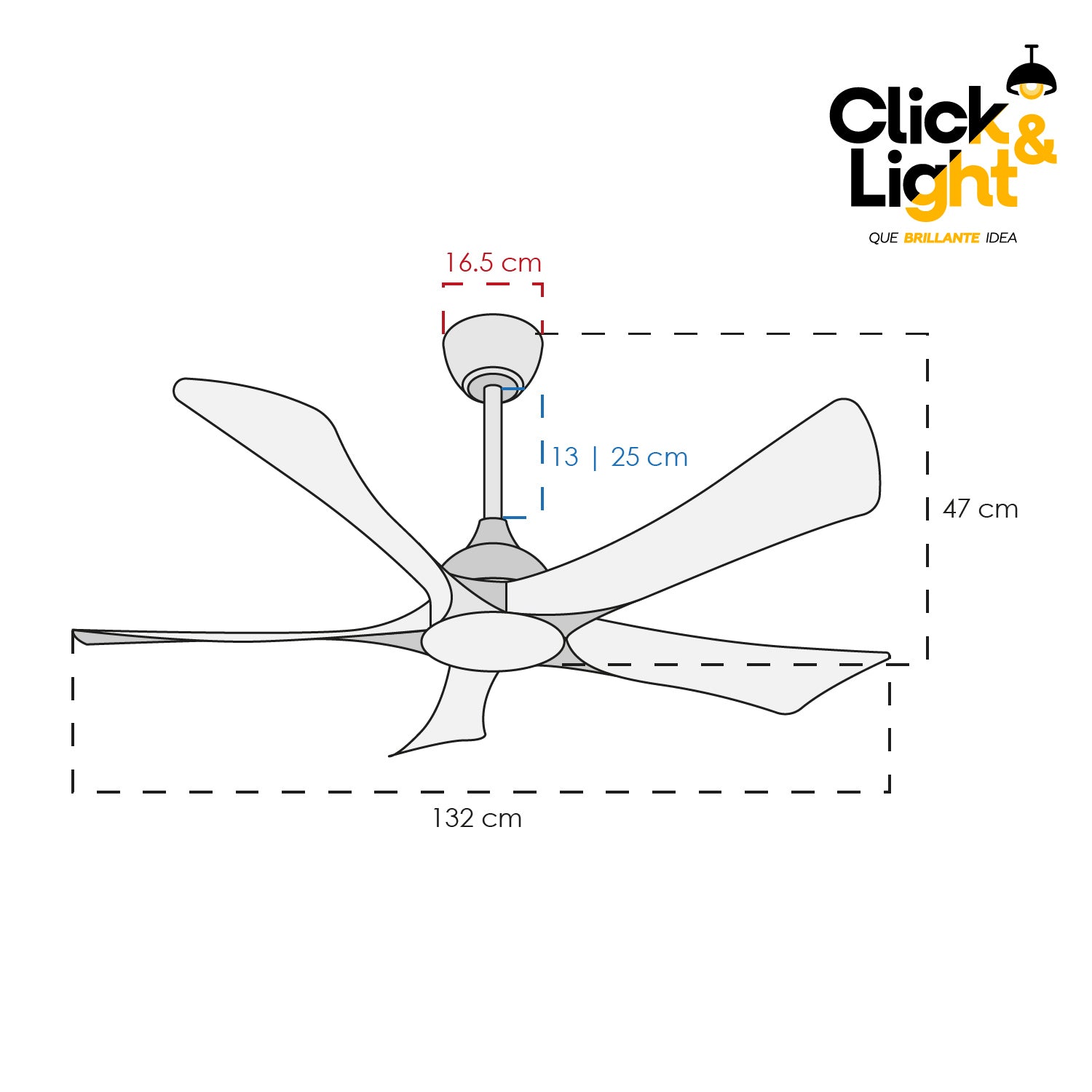 Ventilador de Techo de Estilo Contemporáneo en Color Blanco con Aspas Tipo Madera - Marca Class