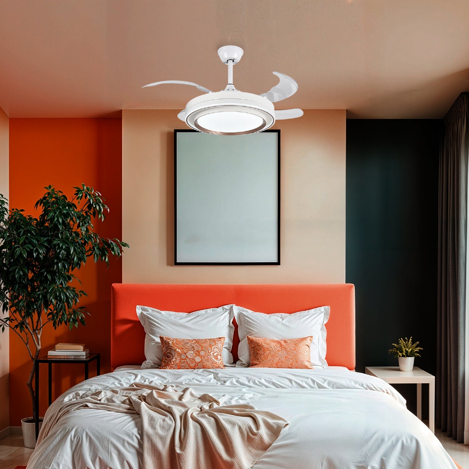 Ventilador Klyma en ambiente: recámara minimalista clara