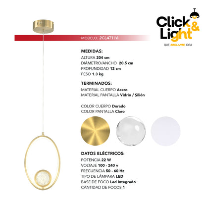 COLGANTE LED CHEREL DORADO