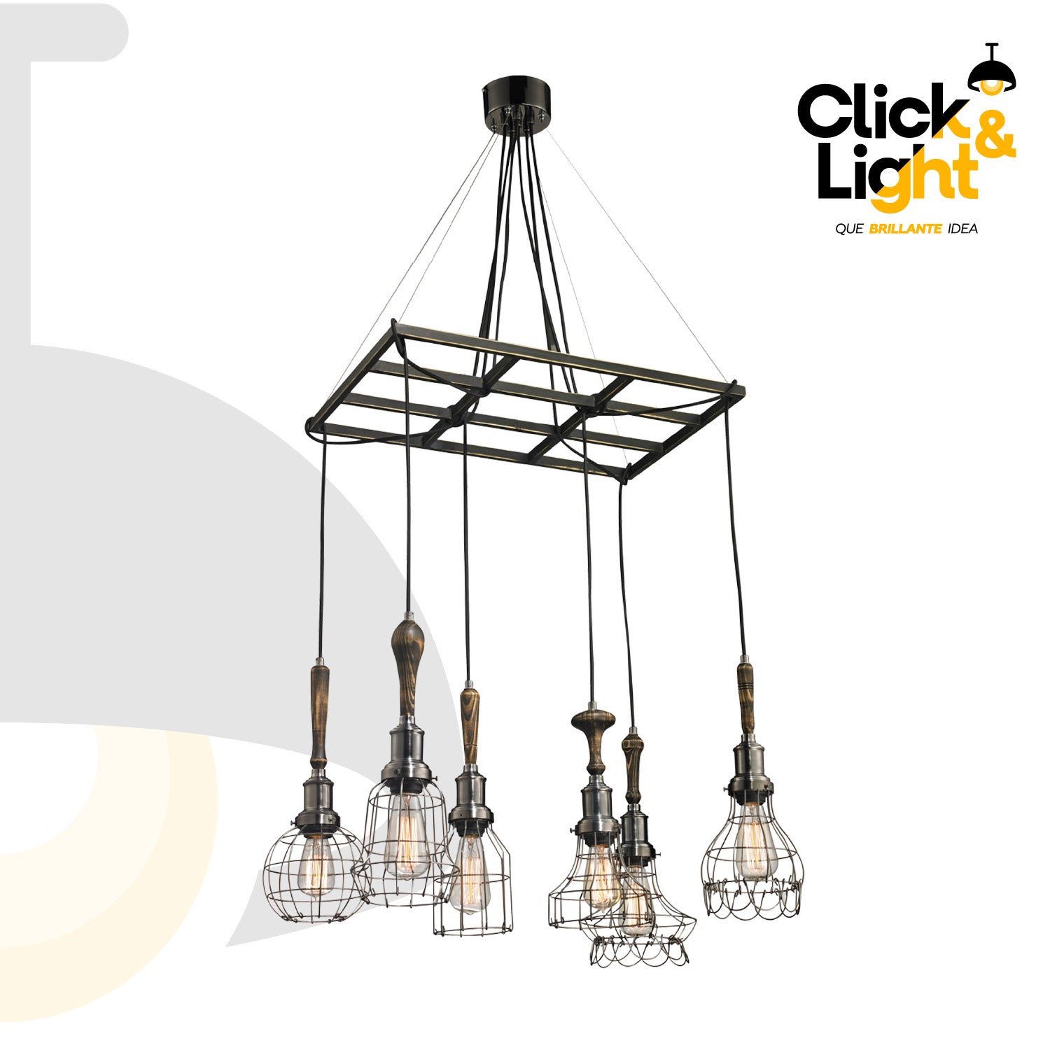 LAMPARA COLGANTE VINTAGE FERRARA MADERA Y METAL