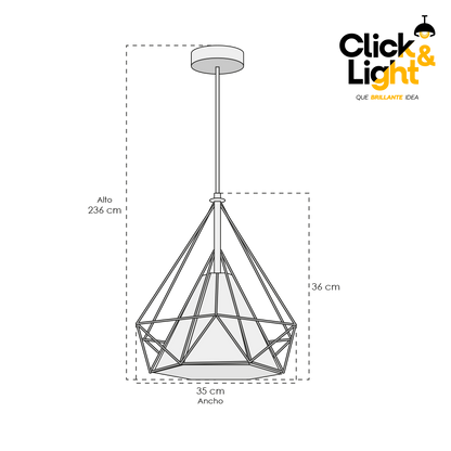 LAMPARA COLGANTE MODERNA METAL Y TELA MICRONESIA