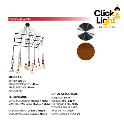 Colgante Ébano Estilo Contemporáneo 2CLZM32