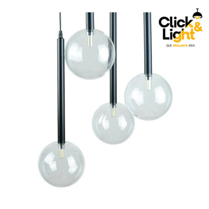 LAMPARA COLGANTE ONIX NEGRO 4 ESFERAS MODERNA