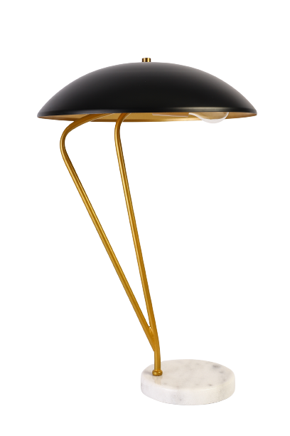 LAMPARA DE MESA JONG METAL LATON NEGRO ELEGANTE