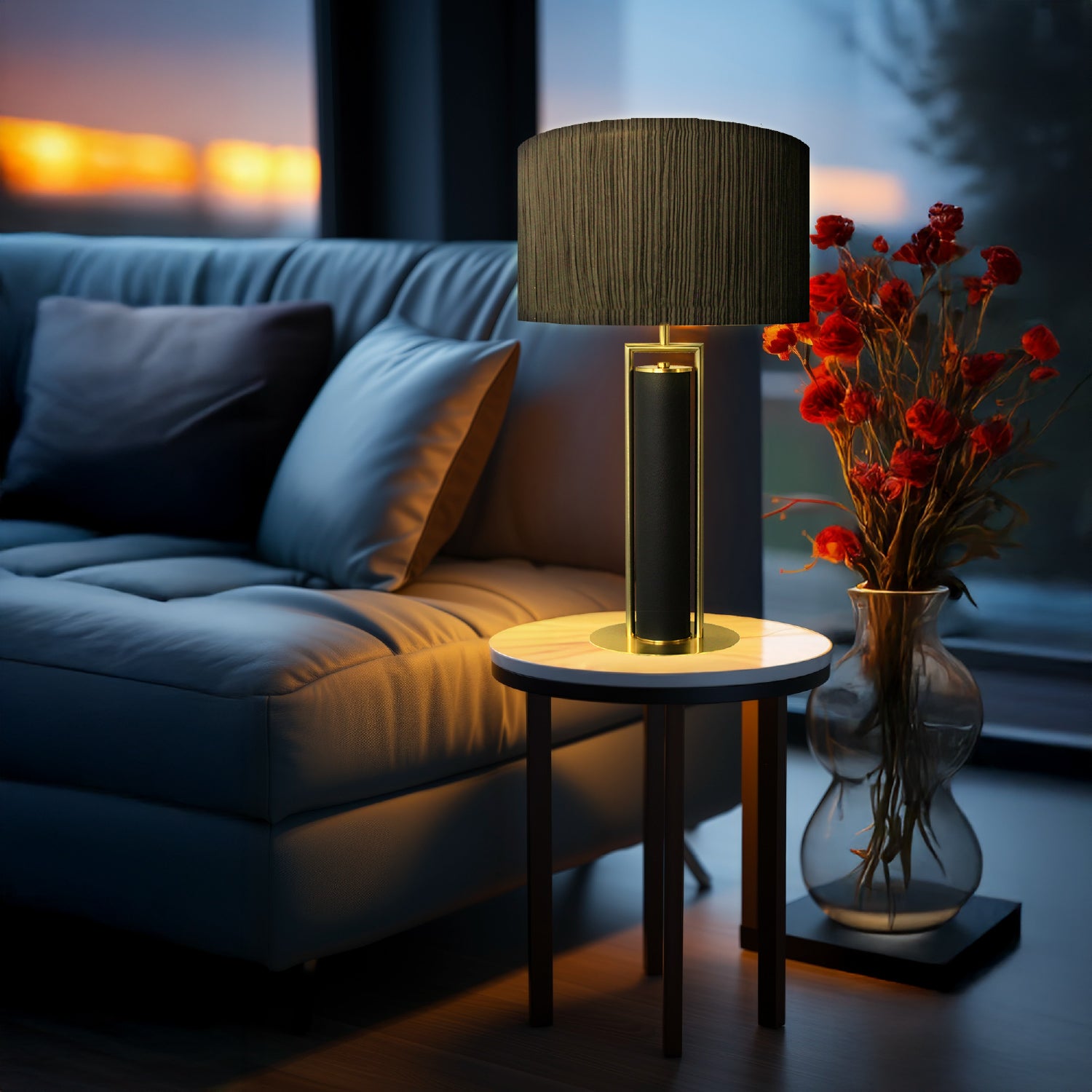 Lámpara De Mesa Luxury Black Estilo Contemporáneo