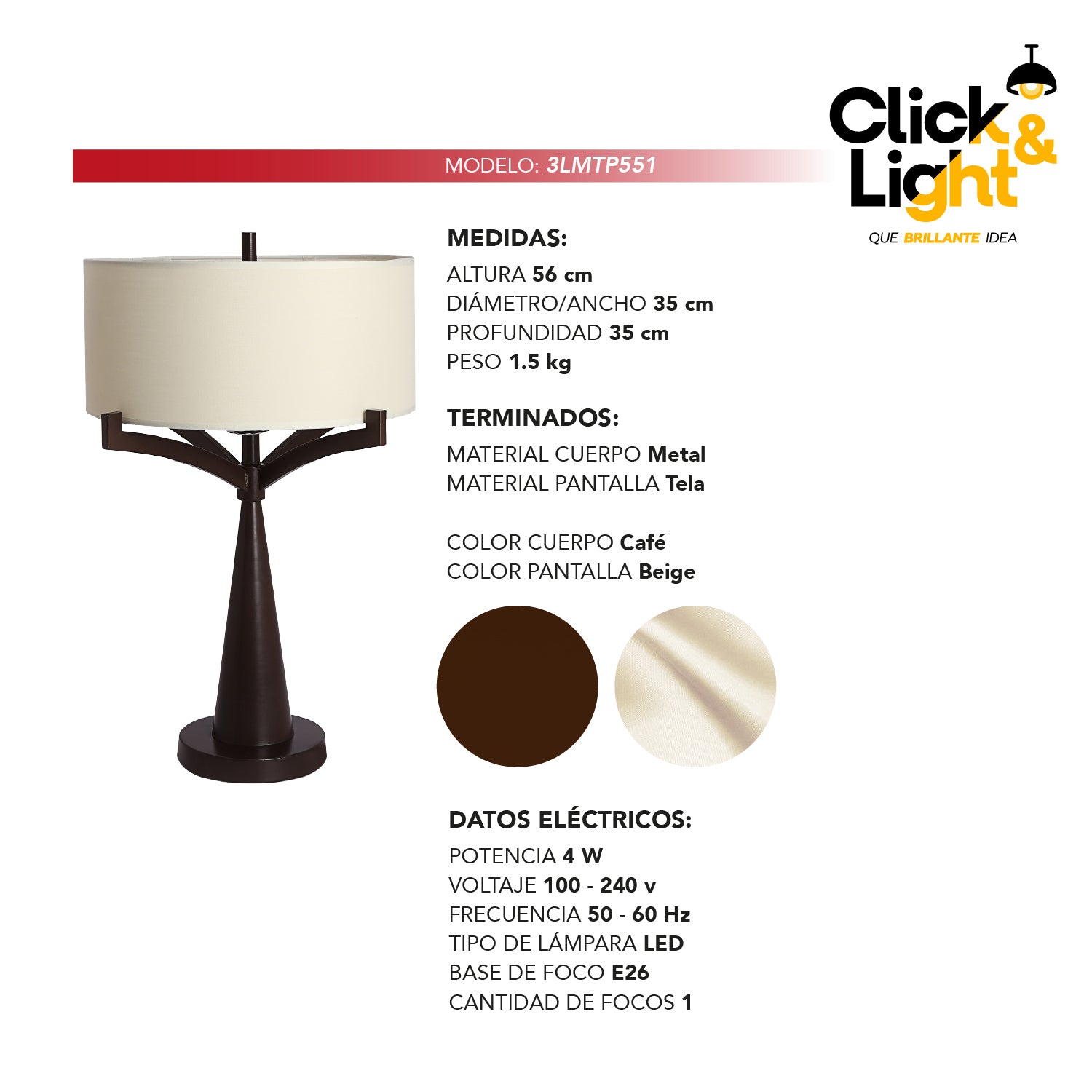 Lámpara De Mesa Signus Estilo Contemporáneo