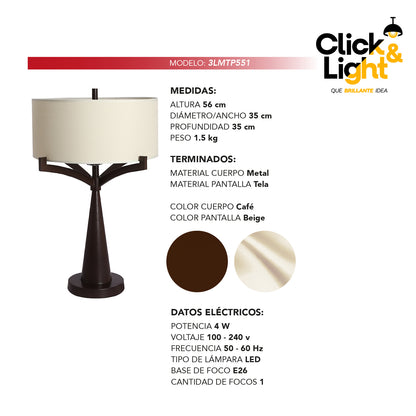 Lámpara De Mesa Signus Estilo Contemporáneo