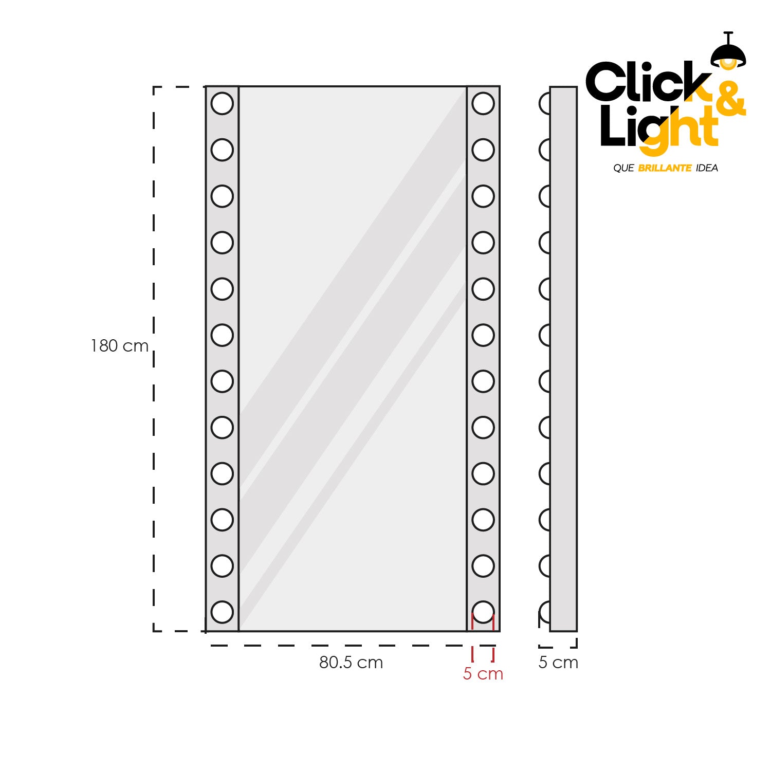 ESPEJO LED MODERNO DE CUERPO COMPLETO CHARLIE TIPO HOLLYWOOD