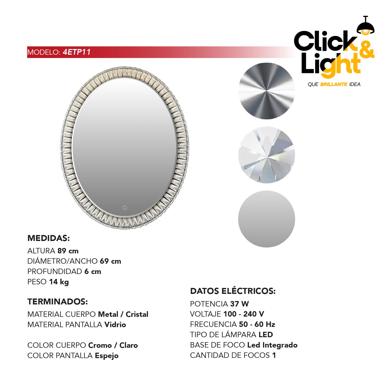 ESPEJO LED MODERNO RABI ELEGANTE