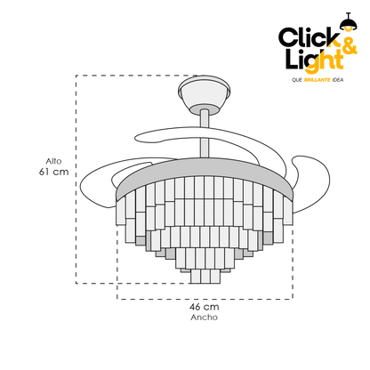 VENTILADOR YENDIL DORADO AMBAR ELEGANTE