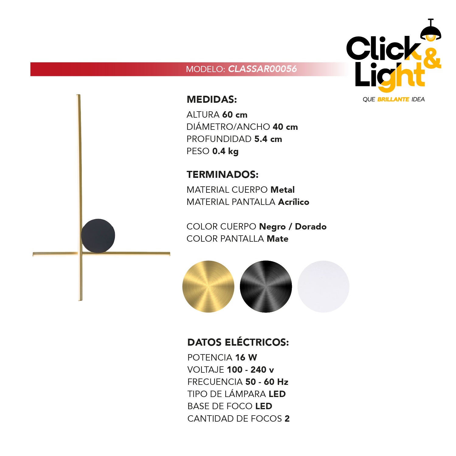 ARBOTANTE LED MODERNO COLOR NEGRO MATE