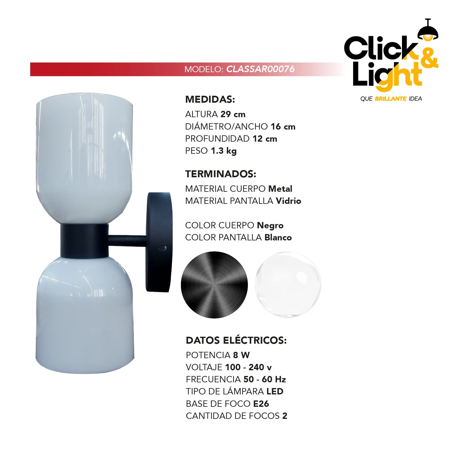 Arbotante Moderno Led Brotex Negro