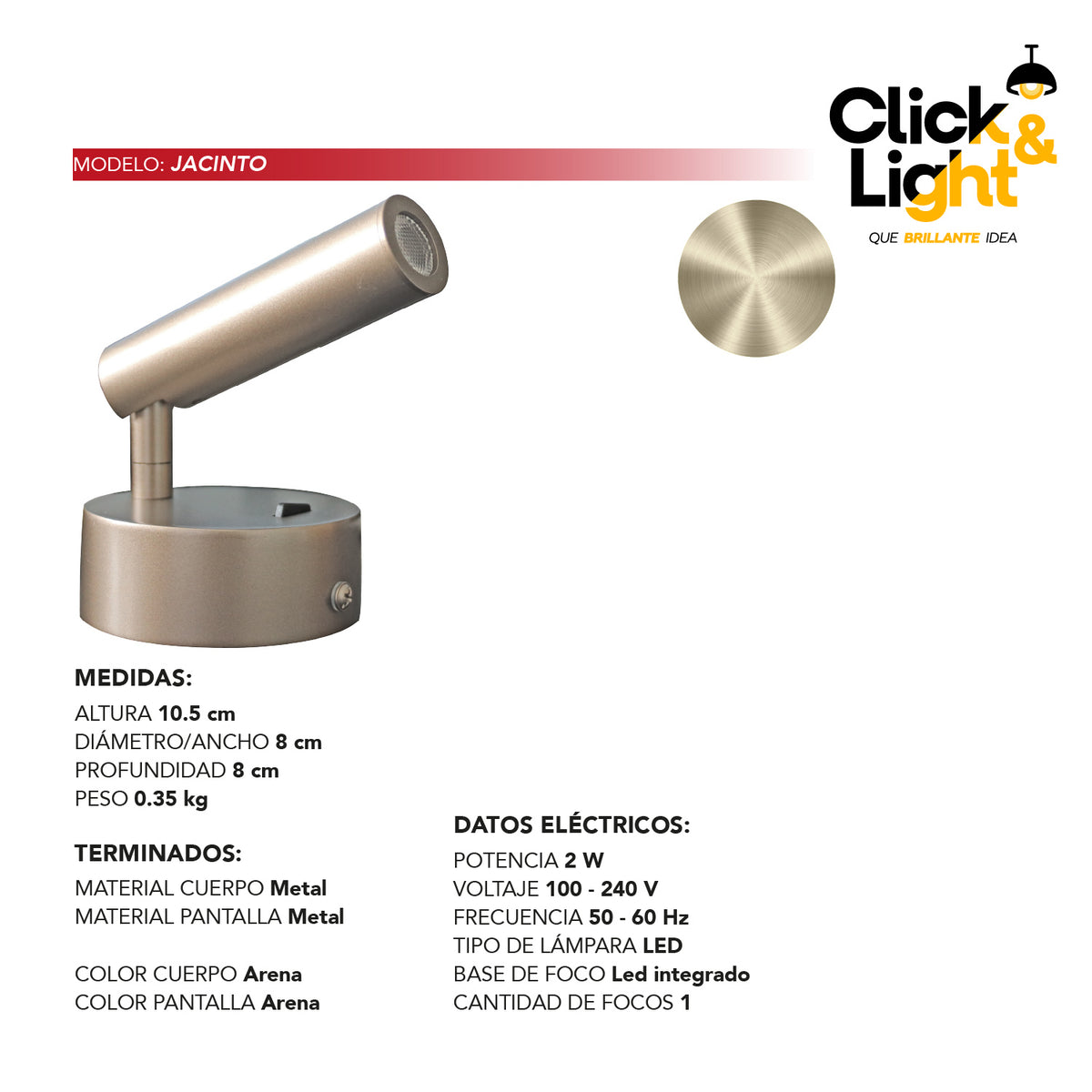 Arbotante LED Jacinto · spot orientable, arena