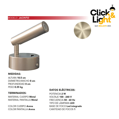 Arbotante LED Jacinto · spot orientable, arena