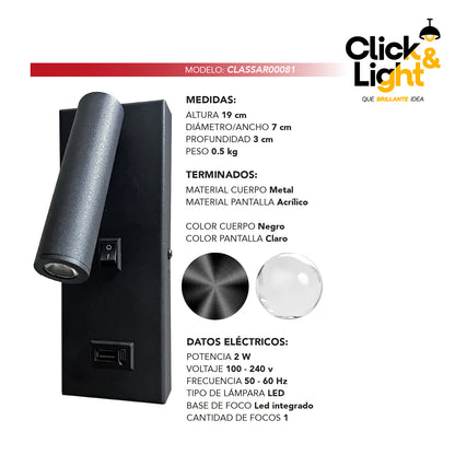 Arbotante Moderno Led Bronix negro