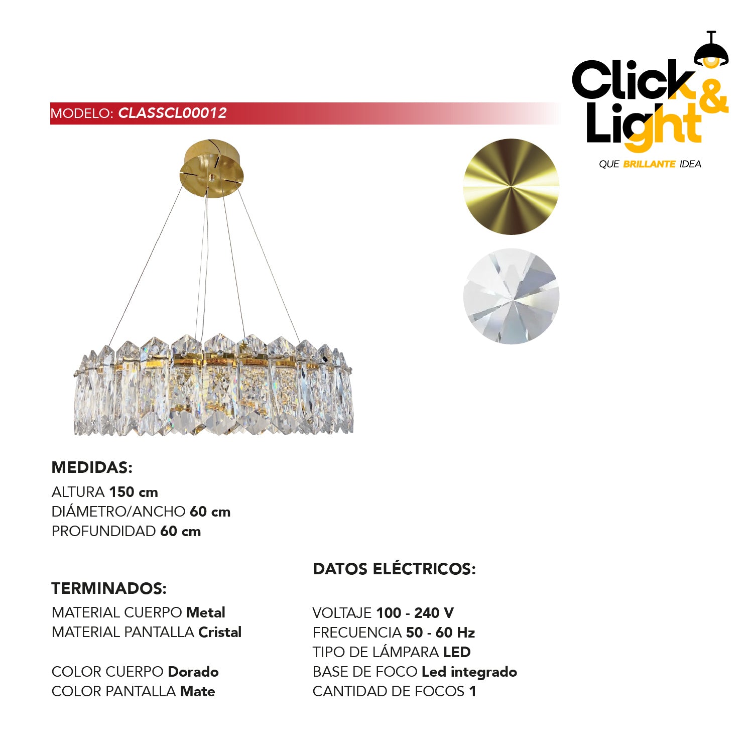 COLGANTE CHESTER ELEGANTE DORADO