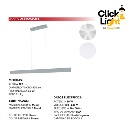 COLGANTE GAEL MINIMALISTA BLANCO/ METAL