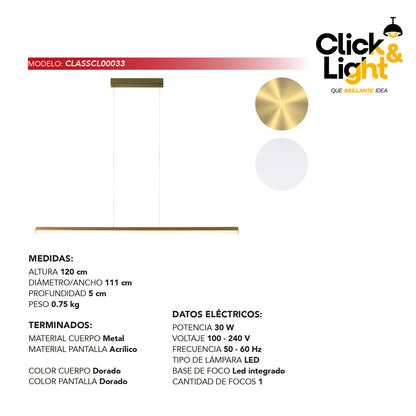 Colgante Cody Minimalista Dorado