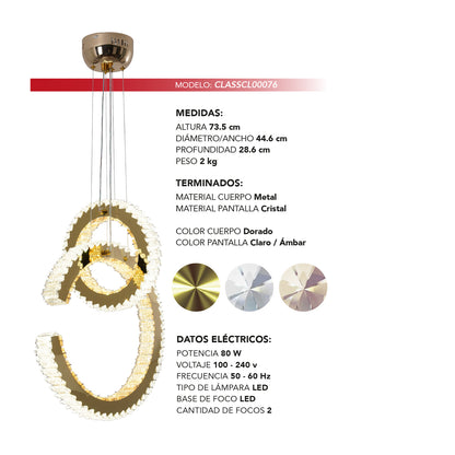 COLGANTE SAMANTHA MODERNO DORADO / ÁMBAR