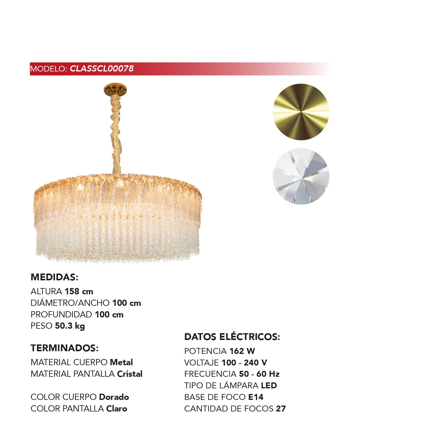 COLGANTE CAMILA CLÁSICO DORADO/ CLARO