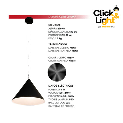 COLGANTE DIANA MODERNO NEGRO