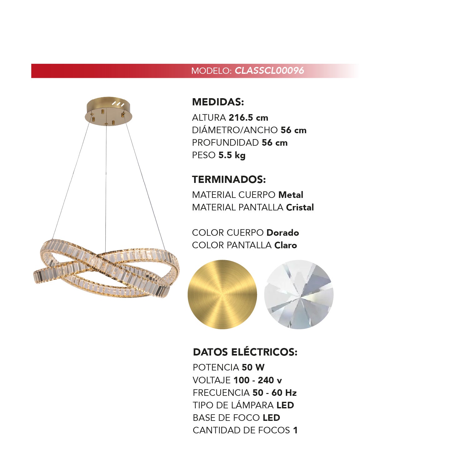 COLGANTE ISABELLA MODERNO DORADO CLARO