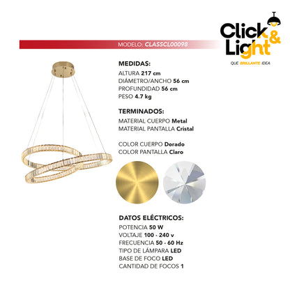 COLGANTE GABRIELA MODERNO DORADO CLARO