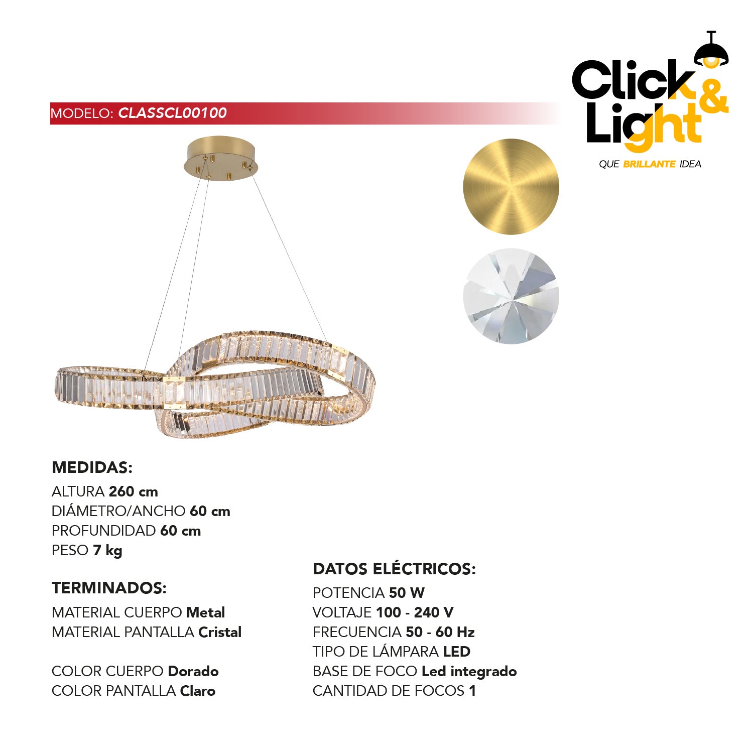 COLGANTE CAROLINA MODERNO DORADO CLARO