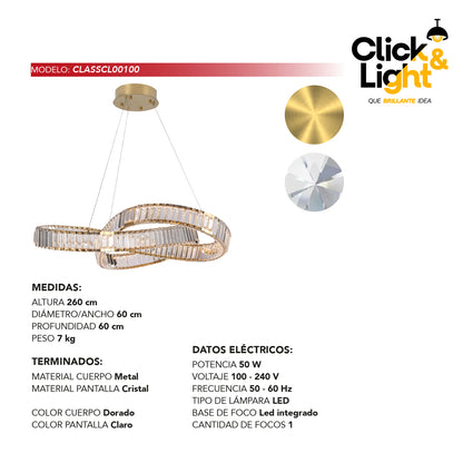 COLGANTE CAROLINA MODERNO DORADO CLARO